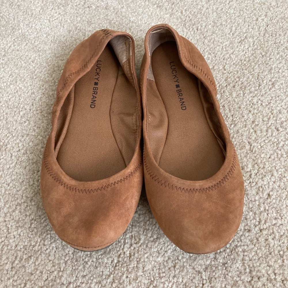 Lucky Brand Emmie Ballet Flats brown suede size 8